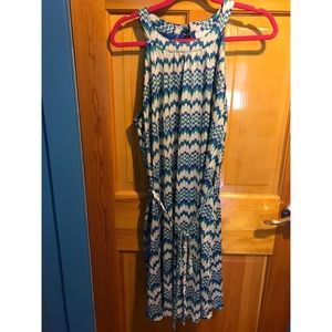 High Neck Shift Dress with Belt